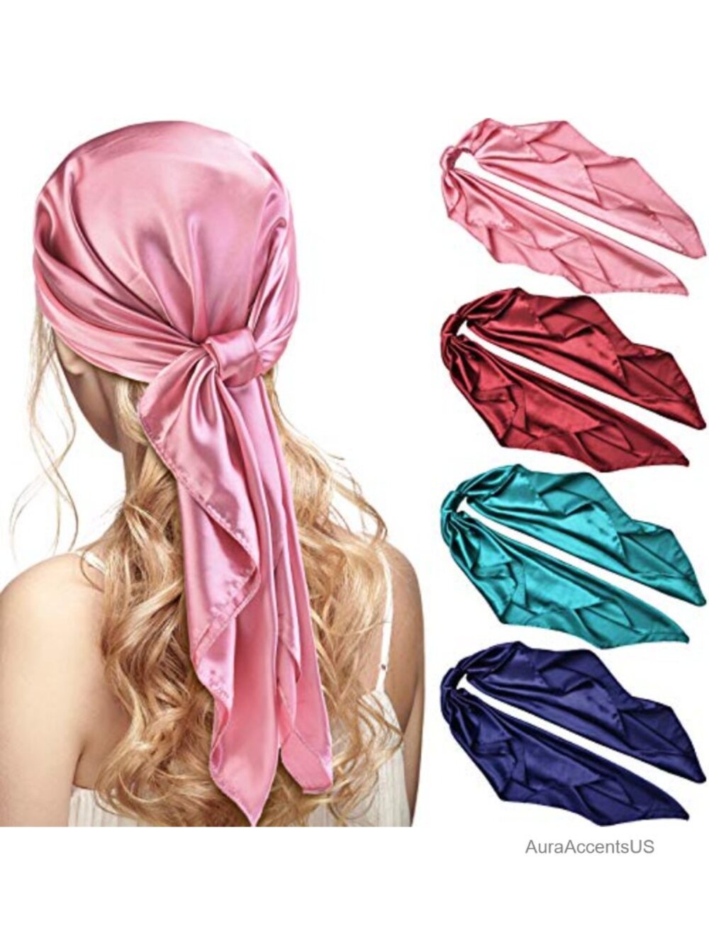 Satin Polyester Square Hair Scarf Wrap Bandana Headscarf Multipurpose Accessory